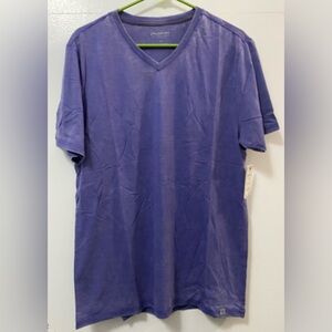 Flag & Anthem Men's Blue V-Neck Short Sleeve T Shirt Top Size Medium